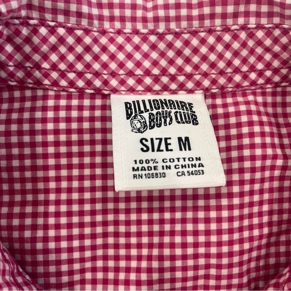 BILLIONAIRE BOYS CLUB Button Shirt Long Sleeve Astronaut Red Checkered Men’s M - Picture 6 of 12